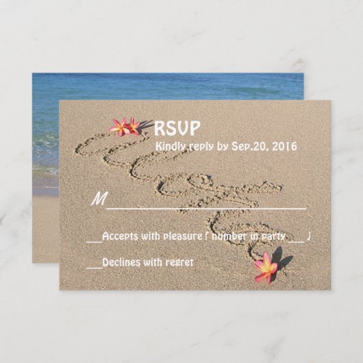Hawaii Aloha Plumeria Blume Beach Wedding UAWG RSVP Karte (Vorne/Hinten)