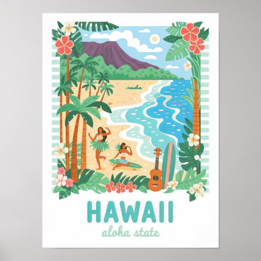 Hawaii Aloha Staat USA Summer Travel Poster (Vorne)