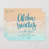 Hawaii Aloha Strände Hochzeit retten Datum Ankündigungspostkarte (Vorne/Hinten)