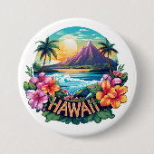 Hawaii Aloha Tropical Beach Mountain Travel Button (Vorderseite)
