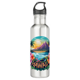 Hawaii Aloha Tropical Beach Mountain Travel Edelstahlflasche