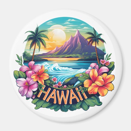 Hawaii Aloha Tropical Beach Mountain Travel Magnet (Vorne)