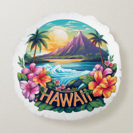 Hawaii Aloha Tropical Beach Mountain Travel Rundes Kissen