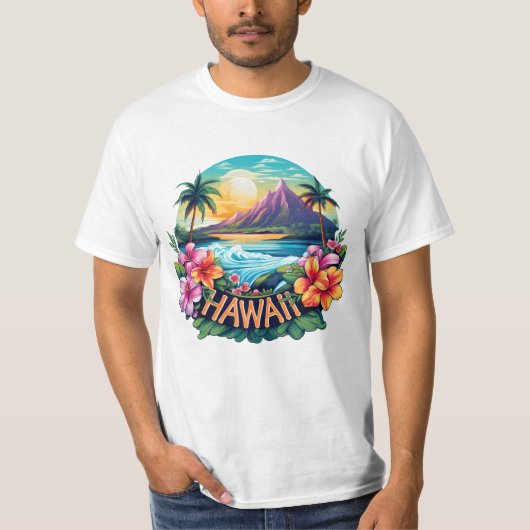 Hawaii Aloha Tropical Beach Mountains T-Shirt (Vorderseite)