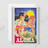 Hawaii Aloha Vintage Travel Feiertagspostkarte (Vorne/Hinten)