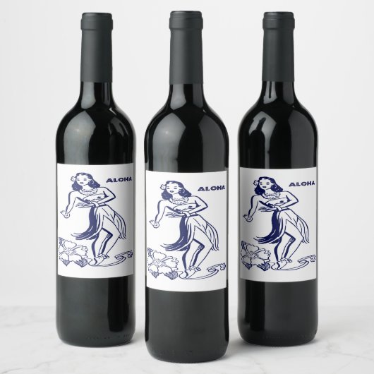 Hawaii Aloha Weinetikett (Flaschen)