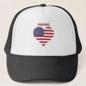 Hawaii American Flag Herz Truckerkappe (Vorderseite)