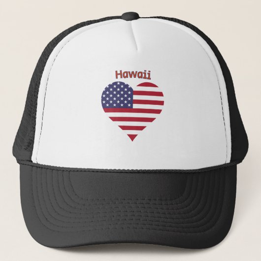 Hawaii American Flag Herz Truckerkappe (Vorderseite)
