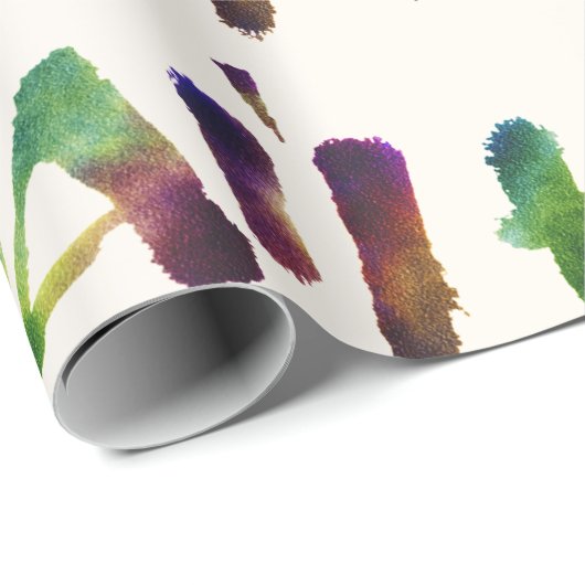 Hawai'i - Aquarellschrift Briefe Kalligrafie Hawai Geschenkpapier (Rolleneckpunkt)