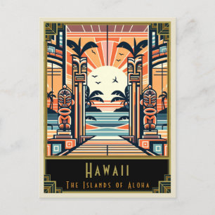 Hawaii   Art Deco Postkarte