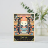 Hawaii | Art Deco Postkarte (Stehend Vorderseite)