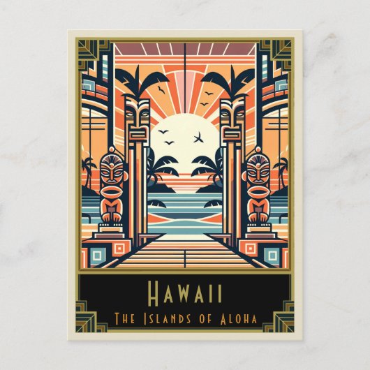 Hawaii | Art Deco Postkarte (Vorderseite)