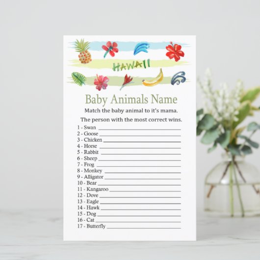 Hawaii Baby Animals Name Game (Stehend Vorderseite)