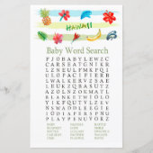 Hawaii Baby Shower Word Search Game (Vorderseite)