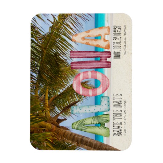 Hawaii Beach Aloha Wedding Save the Date Magnet (Vertikal)