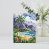 Hawaii Beach Aquarellbilder Postkarte (Stehend Vorderseite)