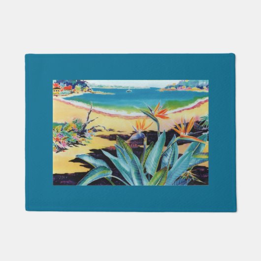Hawaii Beach Bird of Paradise Painting Fußmatte (Vorderseite)
