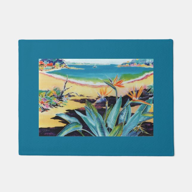 Hawaii Beach Bird of Paradise Painting Fußmatte (Vorderseite)