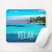 Hawaii Beach Blue Ocean Green Palm Trees Entspanne Mousepad (Mit Mouse)