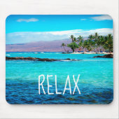 Hawaii Beach Blue Ocean Green Palm Trees Entspanne Mousepad (Vorne)