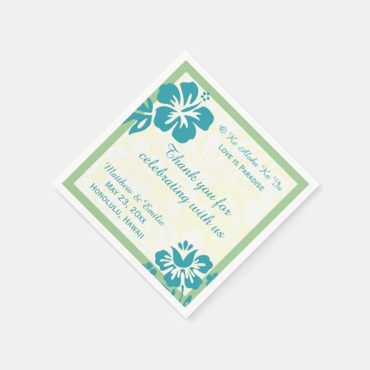 Hawaii Beach Blume Personalisiert Wedding Napkins Serviette (Ecke)