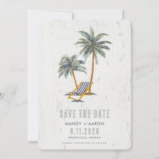 Hawaii Beach Hochzeit in Urlaubsort Foto Save The Date (Vorderseite)