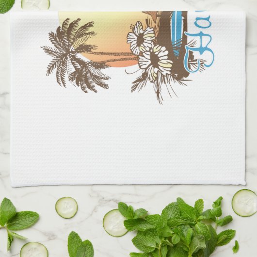 Hawaii Beach Hütte Geschirrtuch (Gefaltet)