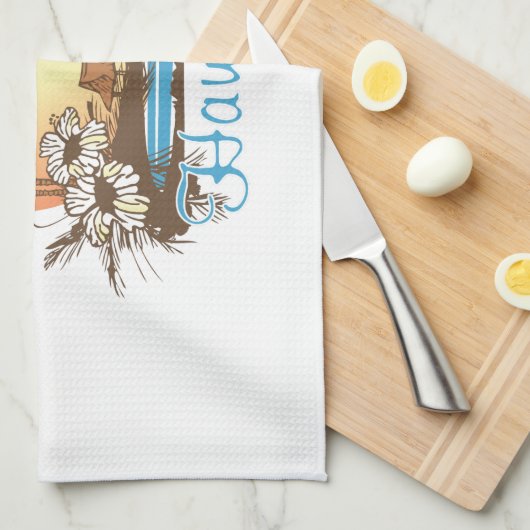 Hawaii Beach Hütte Geschirrtuch (Viertel Falte)