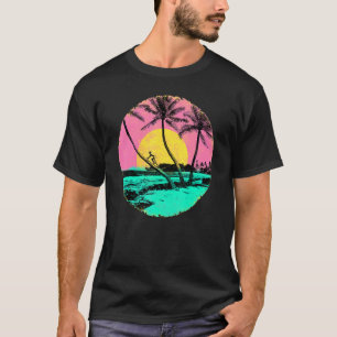 Hawaii Beach Island Palm Tree Vintag Retro T-Shirt