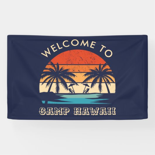 Hawaii Beach Party Retro Sonnenuntergang Banner (Horizontal)