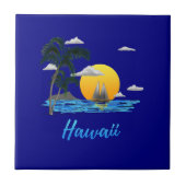 Hawaii Beach Sunset Fliese (Vorderseite)