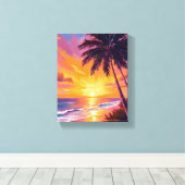 Hawaii Beach Sunset Painting Travel Leinwanddruck (Insitu (Holzboden))