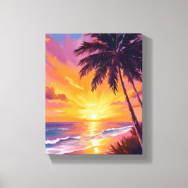 Hawaii Beach Sunset Painting Travel Leinwanddruck