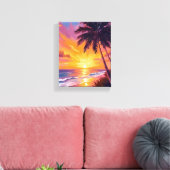 Hawaii Beach Sunset Painting Travel Leinwanddruck (Insitu (Wohnzimmer))