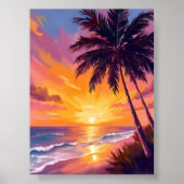 Hawaii Beach Sunset Painting Travel Poster (Vorne)