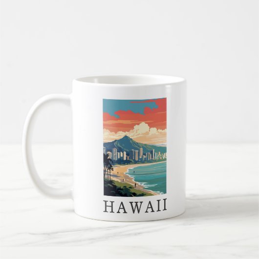 Hawaii Beach Travel Vintag Kaffeetasse (Links)