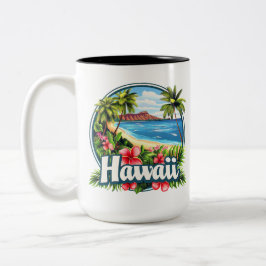 Hawaii Beach Tropical Blume Zweifarbige Tasse
