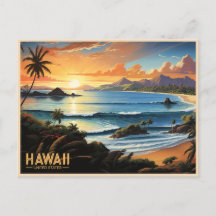 Hawaii Beach Tropical Paradise Vintage Malerei