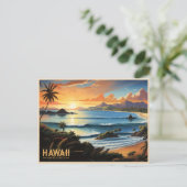 Hawaii Beach Tropical Paradise Vintage Malerei Postkarte (Stehend Vorderseite)
