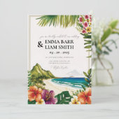 HAWAII Beach Tropical Wedding Einladung (Stehend Vorderseite)