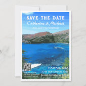 Hawaii Beach Wedding Travel Poster Style QR Code Save The Date (Vorderseite)