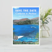 Hawaii Beach Wedding Travel Poster Style QR Code Save The Date (Stehend Vorderseite)