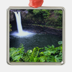 Hawaii, Big Island, Hilo, Rainbow Falls, Lush Silbernes Ornament
