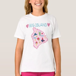 Hawaii Big Island Karte Süße Pastell-Illustration T-Shirt