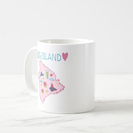 Hawaii Big Island Map Cute Pastel Illustration Kaffeetasse (Vorderseite Links)