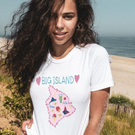 Hawaii Big Island Map Cute Pastel Illustration  T-Shirt
