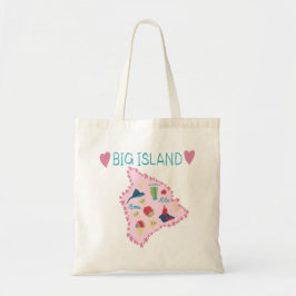 Hawaii Big Island Map Cute Pastel Illustration  Tragetasche
