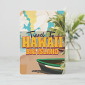 Hawaii Big Island Wedge Vintage Travel Poster Einladung (Stehend Vorderseite)