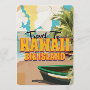 Hawaii Big Island Wedge Vintage Travel Poster Einladung
