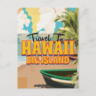 Hawaii Big Island Wedge Vintage Travel Poster Postkarte